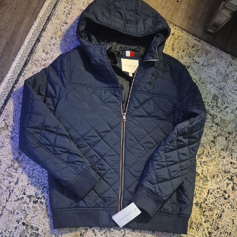 Tommy Hilfiger Navy Quilted Bomber Jacket